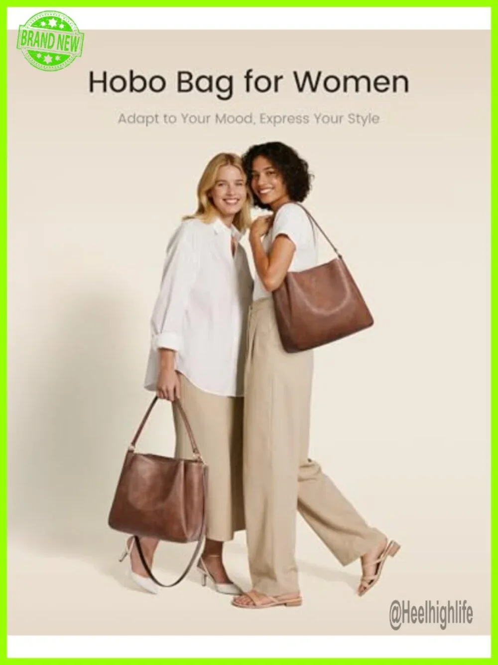 Hobo Bag with 3 Compartments Waterproof Vegan Leather Shoulder Bag Work Travel